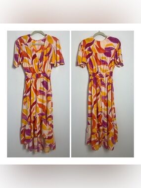 Abel The Label Medium Anthropologie Swish Bright Boho Print High-Low Midi Dress